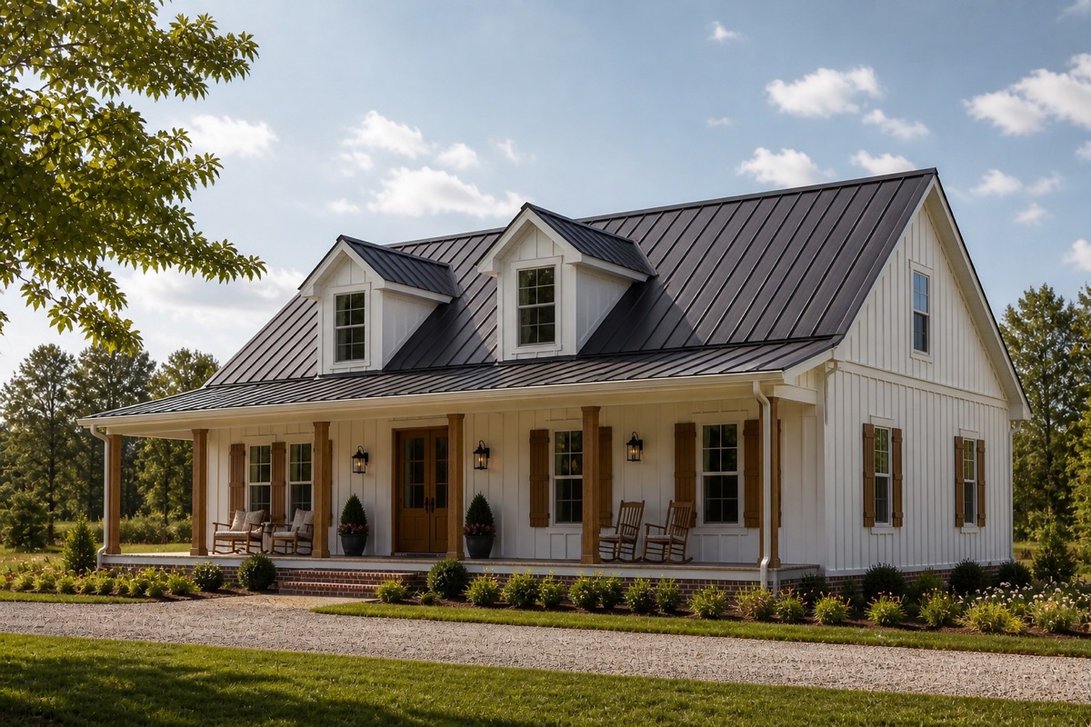 Freshly painted residential exterior by Benchmark Roofing and Construction